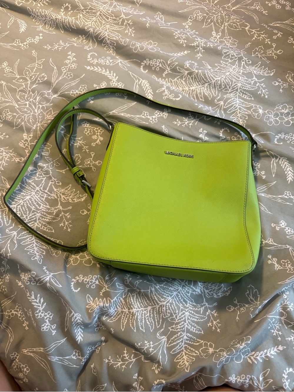 Michael Kors Bright Lime Green Saffiano Crossbody Bag
